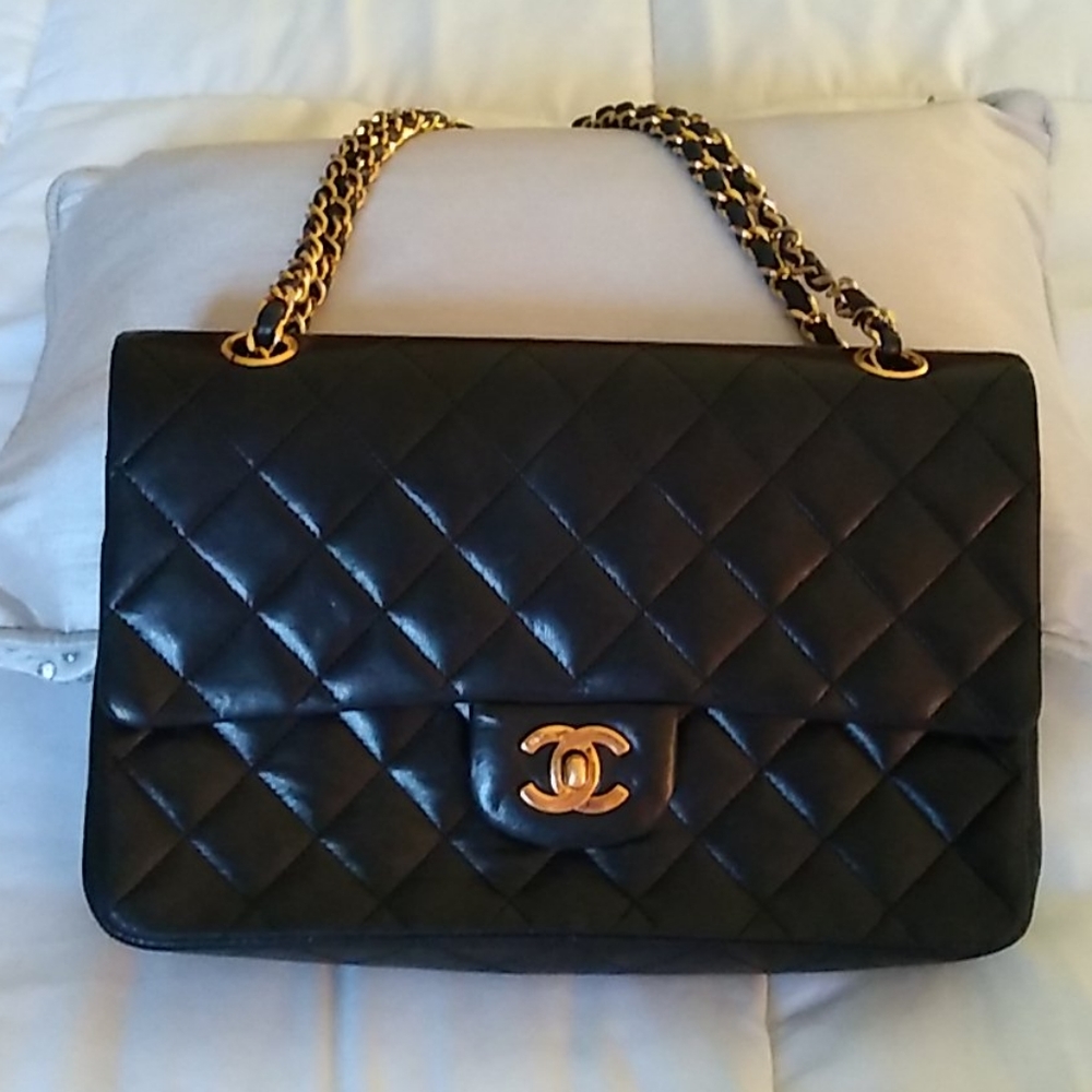 Chanel Vintage Double Flap Black Lambskin …